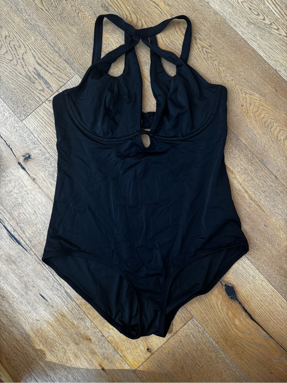 City Chic Black One-Piece Swimsuit with Twist Halter
